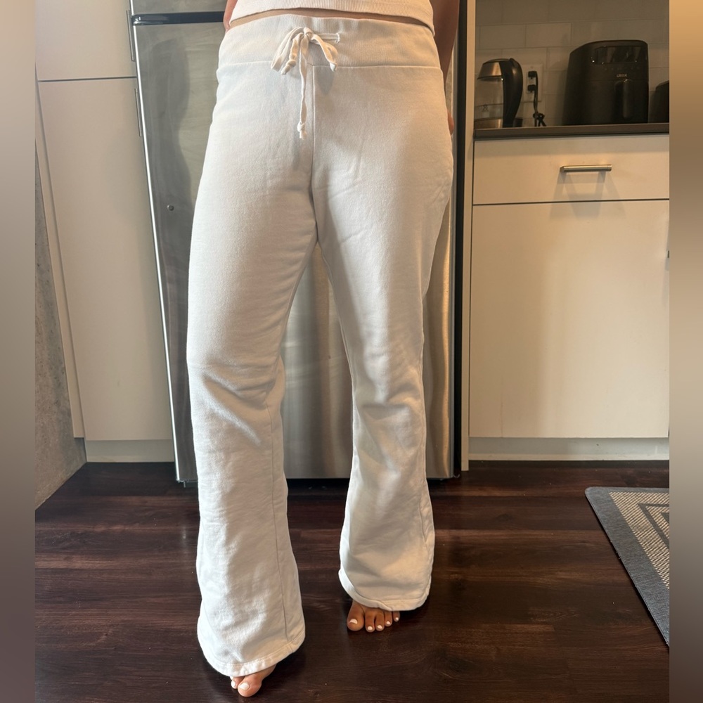 Brandy Melville White Drawstring Lounge Flare Leg Pants